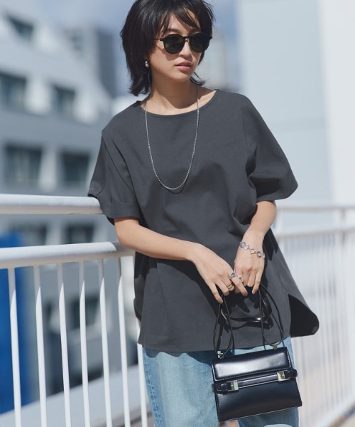RASW（ラス）の「[RASW]コーマコットンオーバーTシャツ（Tシャツ/カットソー・レディース・オフホワイト/チャコール/ブラック・L/M）」の21枚目の写真