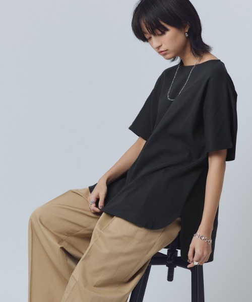 ラス RASW コーマコットンオーバーTシャツ （ブラック） RASW]コーマコットンオーバーTシャツ（Tシャツ/カットソー