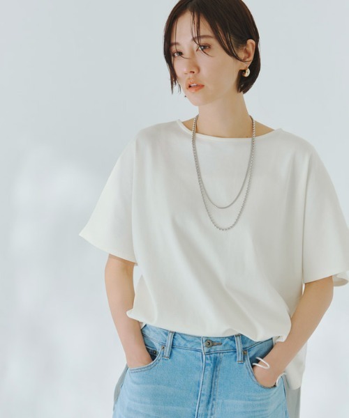 RASW（ラス）の「[RASW]コーマコットンオーバーTシャツ（Tシャツ/カットソー・レディース・オフホワイト/チャコール/ブラック・L/M）」の14枚目の写真
