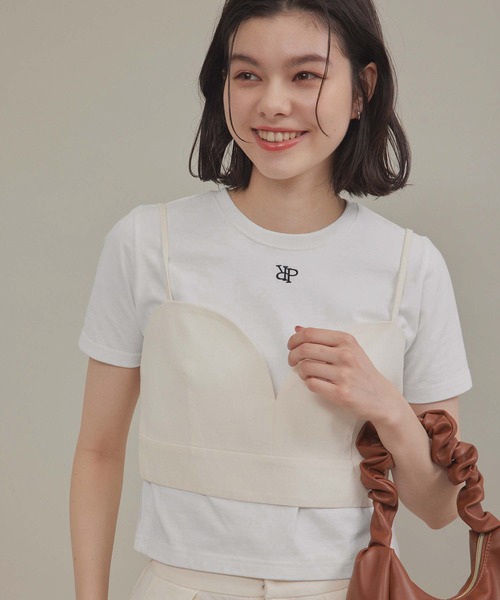 ROPE' PICNIC（ロペピクニック）の「ロゴ刺繍入りちびTシャツ（Tシャツ/カットソー・レディース・ホワイト/ブラック/イエロー系その他・38）」の2枚目の写真
