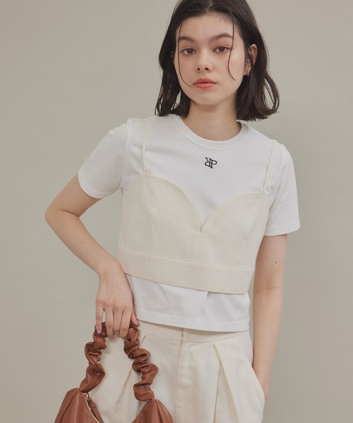 ROPE' PICNIC（ロペピクニック）の「ロゴ刺繍入りちびTシャツ（Tシャツ/カットソー・レディース・ホワイト/ブラック/イエロー系その他・38）」の12枚目の写真