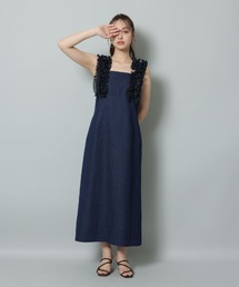 ショルダーフリルワンピース(3colors)（白・黒・黄）春/夏 大人