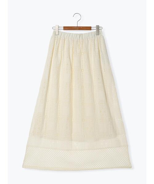 Lugnoncure（ルノンキュール）の「スクエアレースロングスカート（スカート・レディース・ブラック/オフホワイト・F）」の15枚目の写真