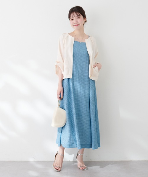 natural couture(ナチュラルクチュール)の「肩タック涼しげブルゾン(ブルゾン・レディース・アイボリー/サックスブルー/グレイッシュベージュ・FREE)」の7枚目の写真