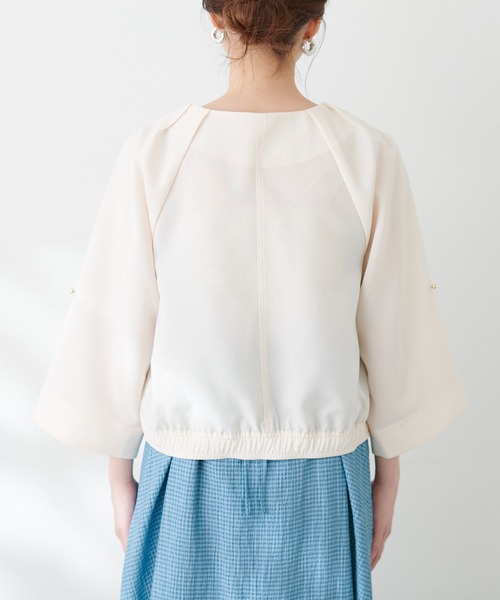 natural couture(ナチュラルクチュール)の「肩タック涼しげブルゾン(ブルゾン・レディース・アイボリー/サックスブルー/グレイッシュベージュ・FREE)」の18枚目の写真