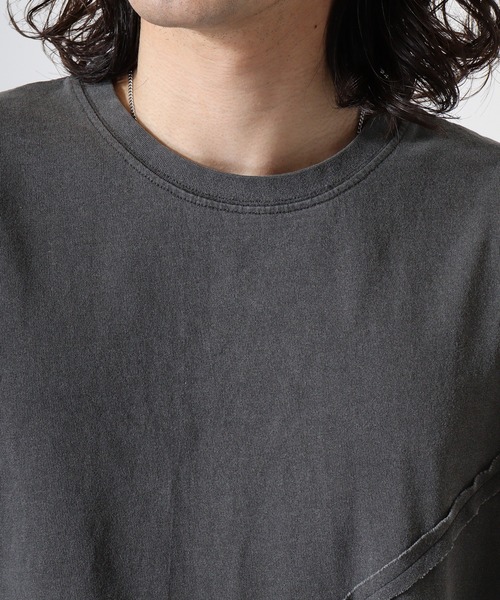 FUNALIVE(ファンアライブ)の「天竺 ピグメント カットオフ切替 クルーネック Tシャツ(Tシャツ/カットソー・メンズ・ブラック/モカ・L/XL/M)」の21枚目の写真