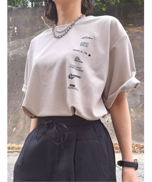 CONVERSE（コンバース）の「【接触冷感】【CONVERSE】バリュープリントＴシャツ / 吸水速乾 / UVカット（Tシャツ/カットソー・メンズ・ライム/ピンク/ブルー/ホワイト×グレー/ブラック×ホワイト/ホワイト×ネイビー/ブラック/グレー/ベージュ/ホワイト・S/M/L/XL）」の7枚目の写真