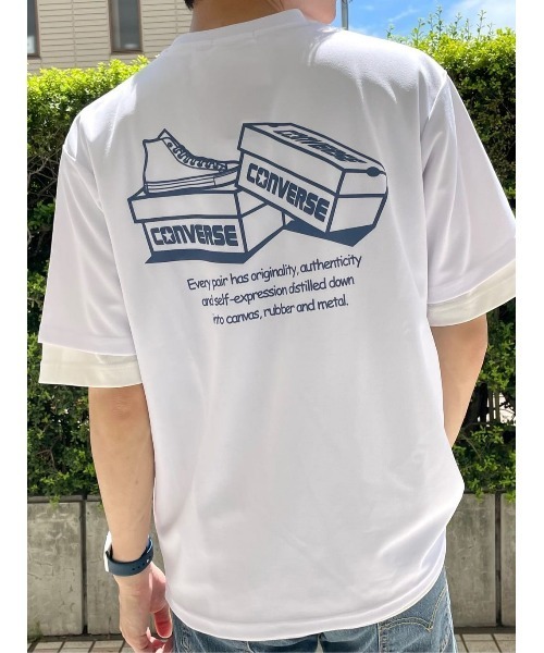 CONVERSE（コンバース）の「【接触冷感】【CONVERSE】バリュープリントＴシャツ / 吸水速乾 / UVカット（Tシャツ/カットソー・メンズ・ライム/ピンク/ブルー/ホワイト×グレー/ブラック×ホワイト/ホワイト×ネイビー/ブラック/グレー/ベージュ/ホワイト・S/M/L/XL）」の3枚目の写真