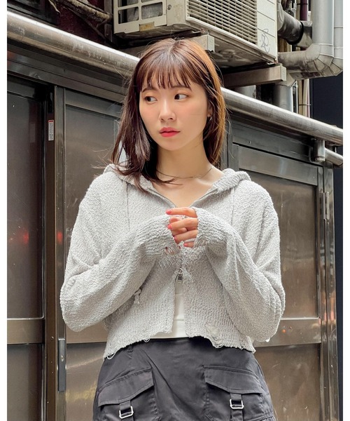 3.3 Field Trip (3.3フィールドトリップ)の「3.3 Field Trip/ダメージサマーフーディー(パーカー・レディース・アイボリー/グレー・FREE)」の2枚目の写真