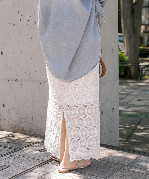 RIVE DROITE（リヴドロワ）の「レースマキシタイトスカート（スカート・レディース・オフホワイト/ブラック・36/38）」の9枚目の写真