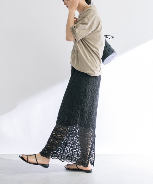 RIVE DROITE（リヴドロワ）の「レースマキシタイトスカート（スカート・レディース・オフホワイト/ブラック・36/38）」の14枚目の写真