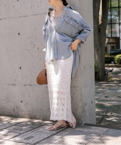 RIVE DROITE（リヴドロワ）の「レースマキシタイトスカート（スカート・レディース・オフホワイト/ブラック・36/38）」の3枚目の写真