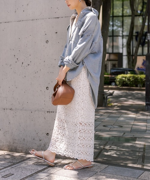 RIVE DROITE（リヴドロワ）の「レースマキシタイトスカート（スカート・レディース・オフホワイト/ブラック・36/38）」の5枚目の写真