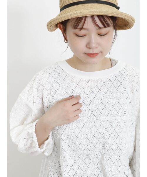 Samansa Mos2（サマンサ モスモス）の「コクーンスリーブレースTシャツ（Tシャツ/カットソー・レディース・ブルー/ブラック/キナリ/オフホワイト・F）」の2枚目の写真