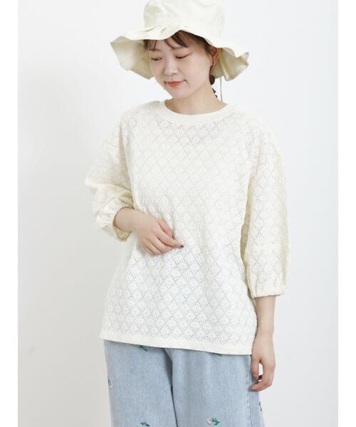 Samansa Mos2（サマンサ モスモス）の「コクーンスリーブレースTシャツ（Tシャツ/カットソー・レディース・ブルー/ブラック/キナリ/オフホワイト・F）」の21枚目の写真