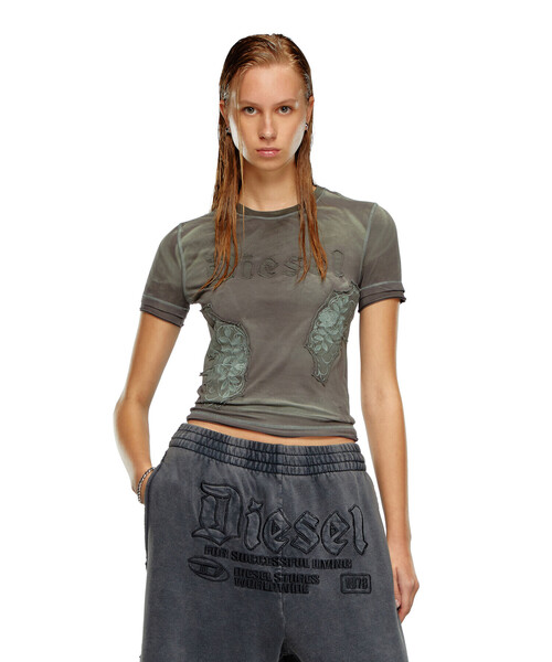 DIESEL（ディーゼル）の「レディース Tシャツ エンブロイダリー（Tシャツ/カットソー・レディース・ピンク/グリーン・LARGE/SMALL/MEDIUM/X-LARGE）」の11枚目の写真