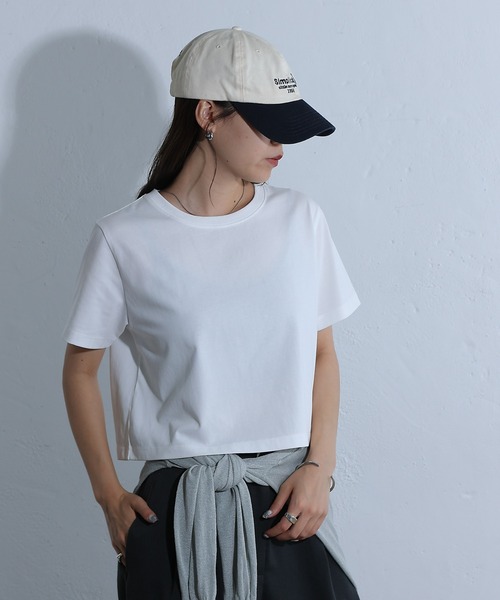 COLONY 2139（コロニートゥーワンスリーナイン）の「バックロゴ刺繍コンパクトTシャツ（Tシャツ/カットソー・レディース・サックスブルー/オフホワイト/ライトグレー/チャコールグレー・FREE）」の6枚目の写真