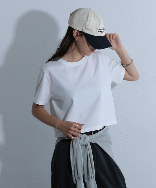 COLONY 2139（コロニートゥーワンスリーナイン）の「バックロゴ刺繍コンパクトTシャツ（Tシャツ/カットソー・レディース・サックスブルー/オフホワイト/ライトグレー/チャコールグレー・FREE）」の9枚目の写真