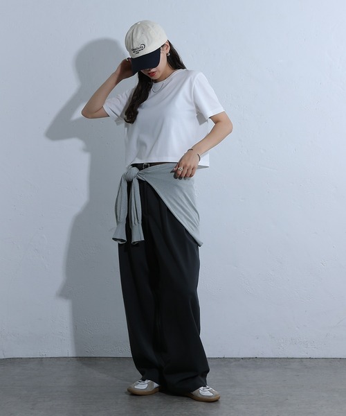 COLONY 2139（コロニートゥーワンスリーナイン）の「バックロゴ刺繍コンパクトTシャツ（Tシャツ/カットソー・レディース・サックスブルー/オフホワイト/ライトグレー/チャコールグレー・FREE）」の13枚目の写真