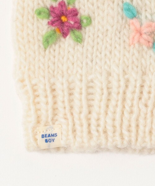 BEAMS BOY（ビームスボーイ）の「手編み フラワー刺繍 グローブ（手袋・レディース・ブラック/チャコールグレー/オフホワイト・ONE SIZE）」の10枚目の写真