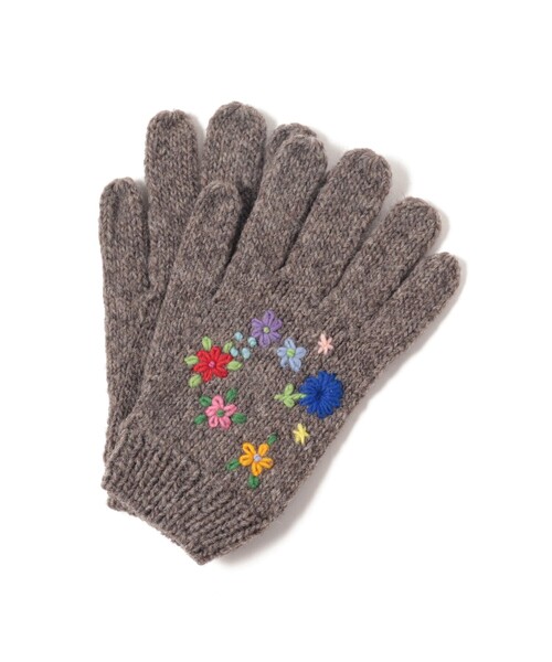 BEAMS BOY（ビームスボーイ）の「手編み フラワー刺繍 グローブ（手袋・レディース・ブラック/チャコールグレー/オフホワイト・ONE SIZE）」の11枚目の写真