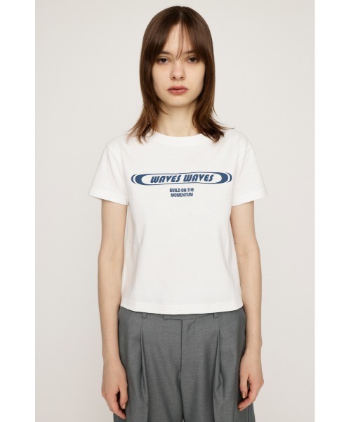 SLY（スライ）の「【限定カラーあり】FRONT PRINT COMPACT T/SH フロント プリント コンパクト Tシャツ（Tシャツ/カットソー・レディース・ネイビー系1/ホワイト/グレー/ブラック/ライトブルー・FREE）」の9枚目の写真