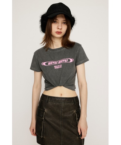 SLY（スライ）の「【限定カラーあり】FRONT PRINT COMPACT T/SH フロント プリント コンパクト Tシャツ（Tシャツ/カットソー・レディース・ネイビー系1/ホワイト/グレー/ブラック/ライトブルー・FREE）」の22枚目の写真