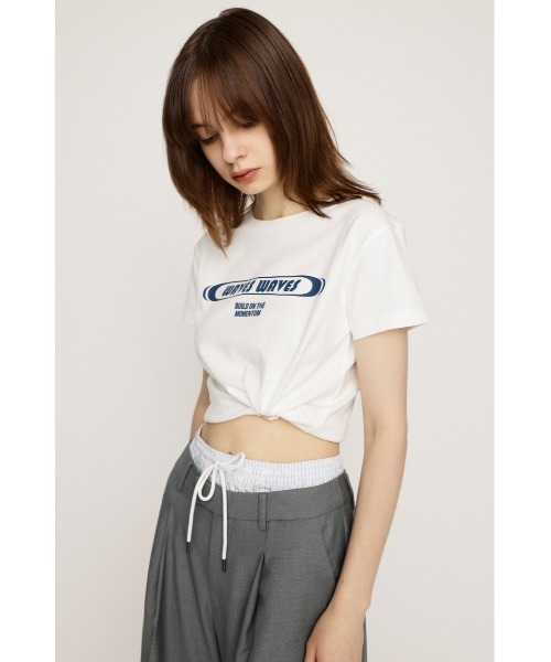 SLY（スライ）の「【限定カラーあり】FRONT PRINT COMPACT T/SH フロント プリント コンパクト Tシャツ（Tシャツ/カットソー・レディース・ネイビー系1/ホワイト/グレー/ブラック/ライトブルー・FREE）」の8枚目の写真