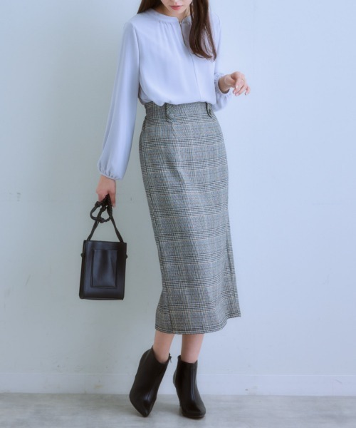 7days Life Styling（セブンデイズライフスタイリング）の「チェック柄ミディ丈スカート（スカート・レディース・ボルドー/ブラック・LL/L/M/S）」の4枚目の写真