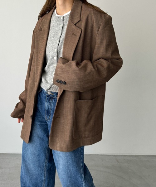 CANAL JEAN（キャナルジーン）の「diggity　チェックテーラードジャケット（テーラードジャケット・レディース・ブラウン・38/36）」の2枚目の写真