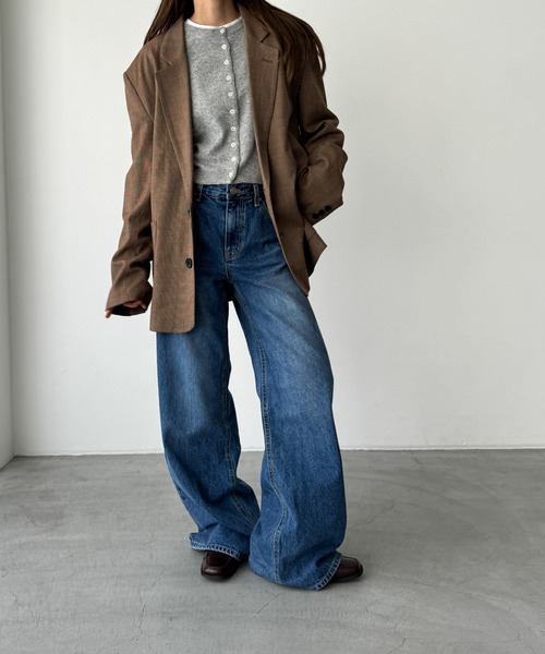 CANAL JEAN（キャナルジーン）の「diggity　チェックテーラードジャケット（テーラードジャケット・レディース・ブラウン・38/36）」の4枚目の写真