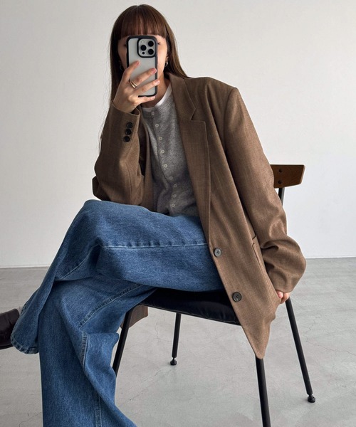 CANAL JEAN（キャナルジーン）の「diggity　チェックテーラードジャケット（テーラードジャケット・レディース・ブラウン・38/36）」の5枚目の写真