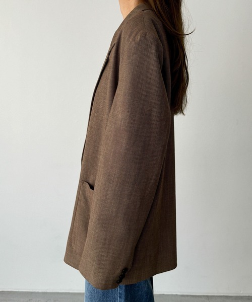 CANAL JEAN（キャナルジーン）の「diggity　チェックテーラードジャケット（テーラードジャケット・レディース・ブラウン・38/36）」の7枚目の写真