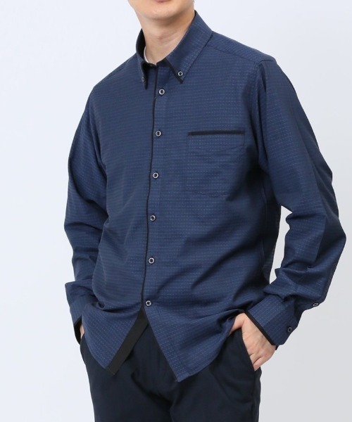 【セール】m.f.エディトリアル メンズ ドビー マイター ショートボタンダウン長袖シャツ(シャツ/ブラウス)|m.f.editorial(エムエフエディトリアル)