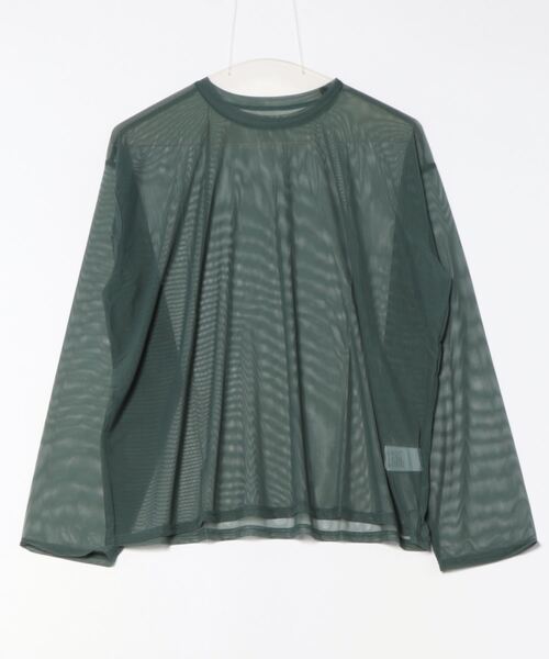 STYLEBLOCK（スタイルブロック）の「パワーメッシュオーバーサイズロンT（Tシャツ/カットソー・レディース・グリーン/ブラウン/アイボリー/ブラック/オフホワイト/グレー・M）」の6枚目の写真