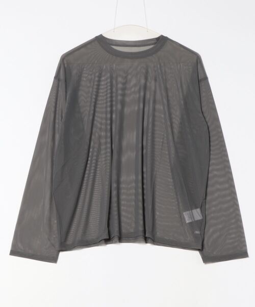 STYLEBLOCK（スタイルブロック）の「パワーメッシュオーバーサイズロンT（Tシャツ/カットソー・レディース・グリーン/ブラウン/アイボリー/ブラック/オフホワイト/グレー・M）」の8枚目の写真