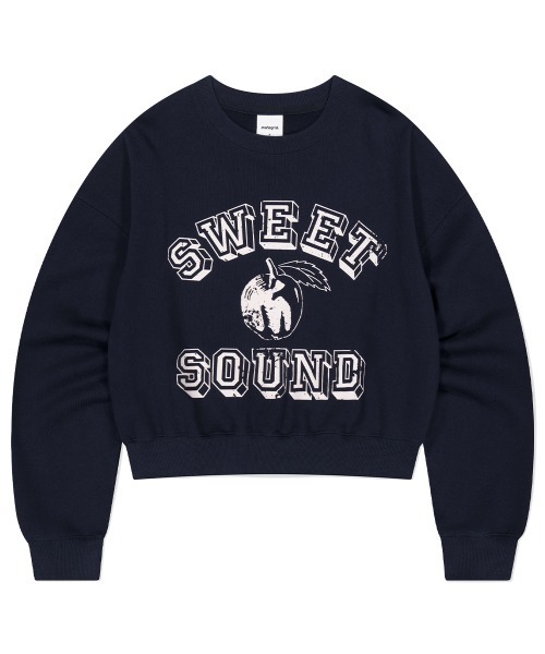 MAHAGRID（マハグリッド）の「『mahagrid/マハグリッド』 SWEET SOUND CROP SWEATSHIRT/スウィートサウンド クロップ スウェットシャツ（スウェット・レディース・アイボリー/ネイビー・FREE）」の2枚目の写真