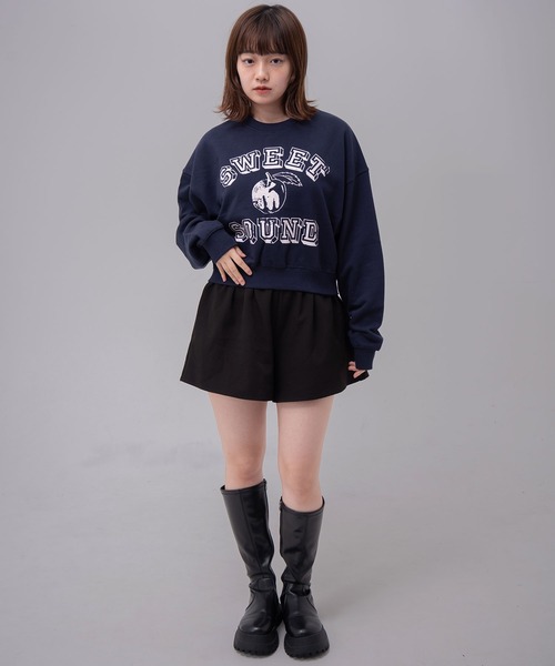 MAHAGRID（マハグリッド）の「『mahagrid/マハグリッド』 SWEET SOUND CROP SWEATSHIRT/スウィートサウンド クロップ スウェットシャツ（スウェット・レディース・アイボリー/ネイビー・FREE）」の6枚目の写真