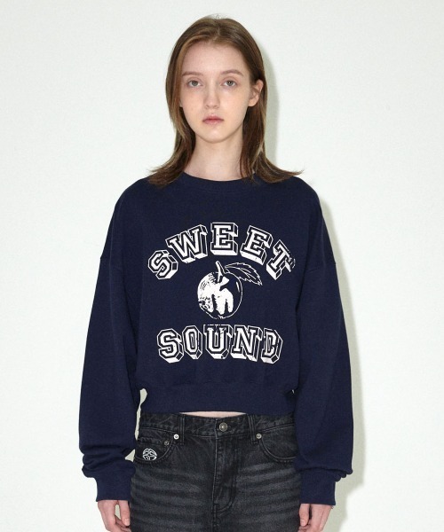 MAHAGRID（マハグリッド）の「『mahagrid/マハグリッド』 SWEET SOUND CROP SWEATSHIRT/スウィートサウンド クロップ スウェットシャツ（スウェット・レディース・アイボリー/ネイビー・FREE）」の11枚目の写真