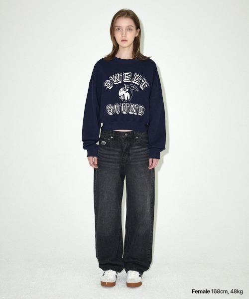 MAHAGRID（マハグリッド）の「『mahagrid/マハグリッド』 SWEET SOUND CROP SWEATSHIRT/スウィートサウンド クロップ スウェットシャツ（スウェット・レディース・アイボリー/ネイビー・FREE）」の12枚目の写真