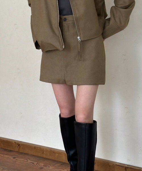 Per sist ence（パーシエンス）の「ヘザーエステルツイルミニスカート（スカート・レディース・アイボリー/ブラック/チャコールグレー/ベージュ・FREE）」の10枚目の写真