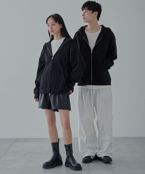 WEGO（ウィゴー）の「WEGO/リラックスフィットダブルZIPパーカー（スウェット・メンズ・ブラック/ホワイト/杢グレー・LARGE/MEDIUM/SMALL）」の14枚目の写真