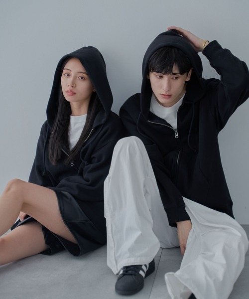 WEGO（ウィゴー）の「WEGO/リラックスフィットダブルZIPパーカー（スウェット・メンズ・ブラック/ホワイト/杢グレー・LARGE/MEDIUM/SMALL）」の16枚目の写真