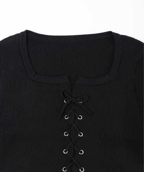 PHILLY（フィリー）の「【PHILLY】レースアップピチトップス（ニット/セーター・レディース・ホワイト/ブラック/グレー・FREE）」の16枚目の写真