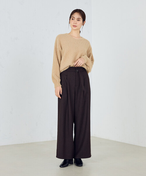 COMME CA ISM(コムサイズム)の「【ウォッシャブル】シャギー Vネックニット(ニット/セーター・レディース・ブルー/ライトグレー/チャコール/ホワイト/キャメル・FREE)」の12枚目の写真