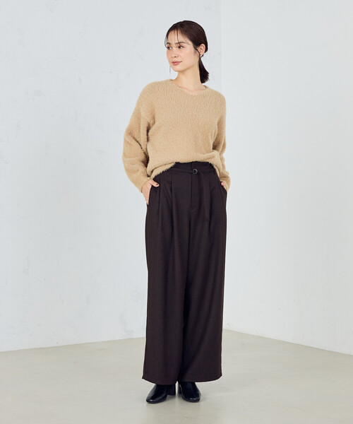 COMME CA ISM(コムサイズム)の「【ウォッシャブル】シャギー Vネックニット(ニット/セーター・レディース・ブルー/ライトグレー/チャコール/ホワイト/キャメル・FREE)」の13枚目の写真