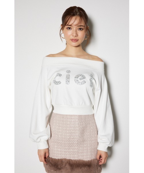 rienda（リエンダ）の「オフショルビッグロゴスウェットトップス 秋服 冬服 トレーナー（スウェット・レディース・ホワイト/ピンク/グレー・FREE）」の22枚目の写真