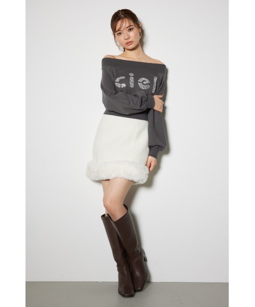 rienda（リエンダ）の「オフショルビッグロゴスウェットトップス 秋服 冬服 トレーナー（スウェット・レディース・ホワイト/ピンク/グレー・FREE）」の7枚目の写真