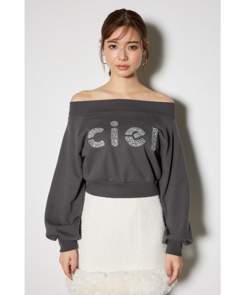 rienda（リエンダ）の「オフショルビッグロゴスウェットトップス 秋服 冬服 トレーナー（スウェット・レディース・ホワイト/ピンク/グレー・FREE）」の8枚目の写真