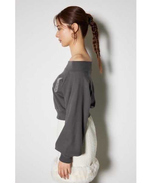 rienda（リエンダ）の「オフショルビッグロゴスウェットトップス 秋服 冬服 トレーナー（スウェット・レディース・ホワイト/ピンク/グレー・FREE）」の9枚目の写真